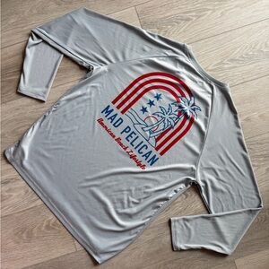 Mad Pelican Men's S Performance Long Sleeve  Shirt Gray American Beach